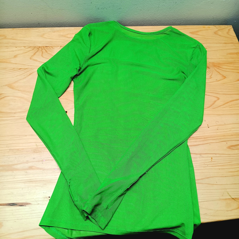 Vibrant Green Mesh Long Sleeve Top